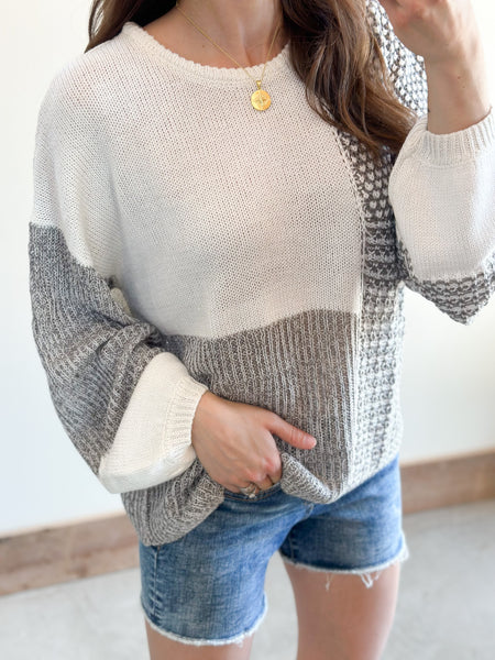 Lady Light Weight Sweater [Ivory/Grey]