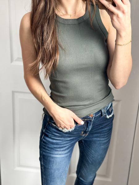 Staple Ribbed Tank [light forest]