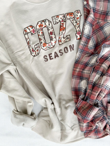 COZY season [floral accent letters]