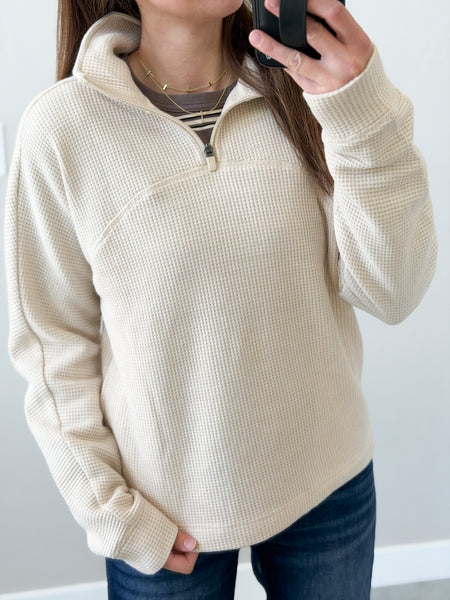 Bear Waffle 1/4 Zip [oatmeal & latte]
