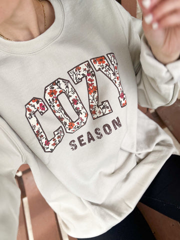 COZY season [floral accent letters]