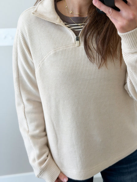 Bear Waffle 1/4 Zip [oatmeal & latte]