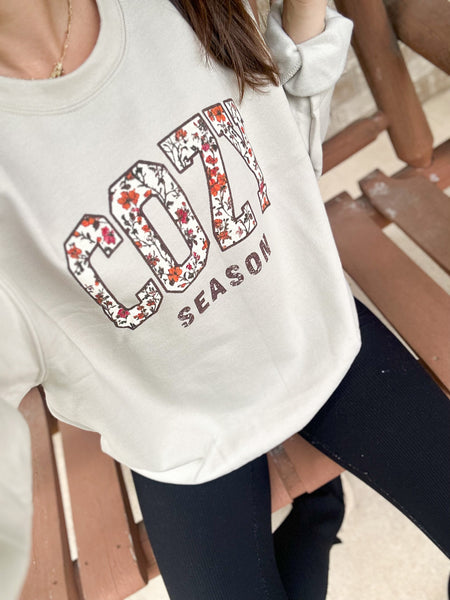 COZY season [floral accent letters]