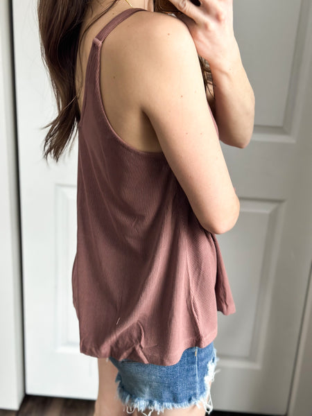 Short Ribbed Tanks [rust & taupe grey]