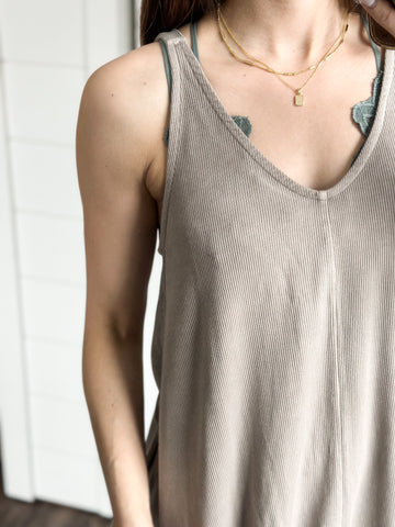 Short Ribbed Tanks [rust & taupe grey]