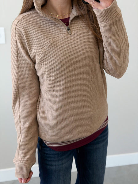 Bear Waffle 1/4 Zip [oatmeal & latte]