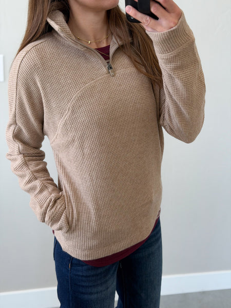 Bear Waffle 1/4 Zip [oatmeal & latte]