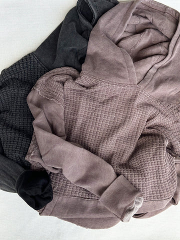 Vintage Waffle Hoodie [faded burgundy & faded black]