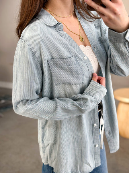 Baby Blue Staple Pinstripe Button Down
