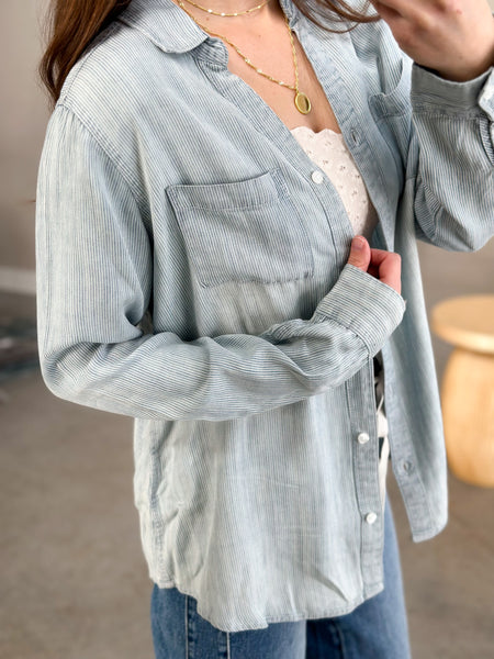 Baby Blue Staple Pinstripe Button Down