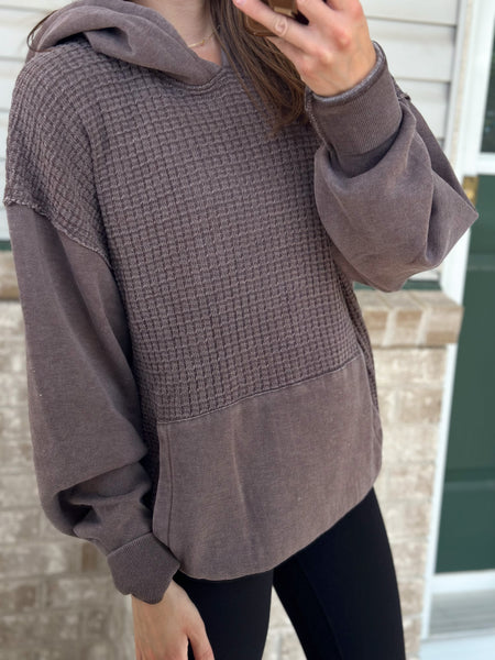 Vintage Waffle Hoodie [faded burgundy & faded black]