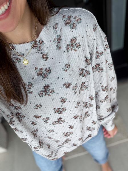 Rory Floral Ribbed Crew