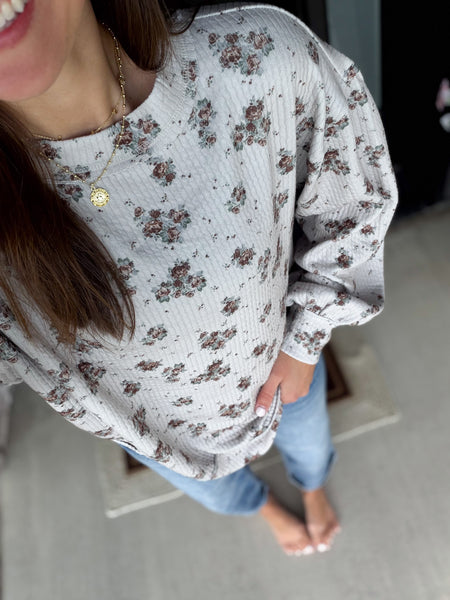 Rory Floral Ribbed Crew