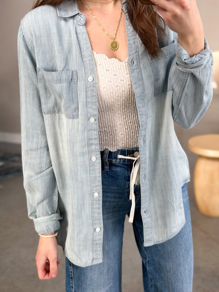 Baby Blue Staple Pinstripe Button Down