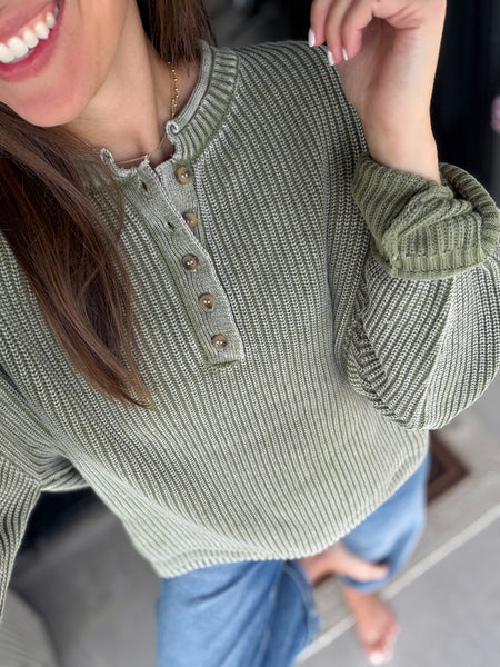 Eve Henley Knit [dark espresso & olive]