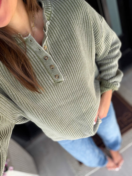 Eve Henley Knit [dark espresso & olive]