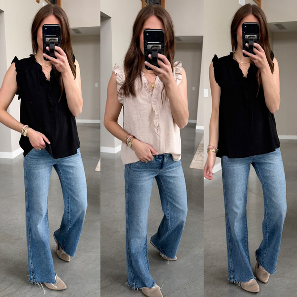 Flutter Tops [champagne & black]