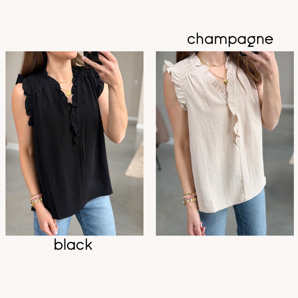 Flutter Tops [champagne & black]