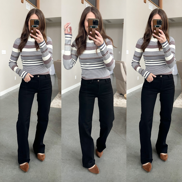 Hazey Stripe Mock Neck Knit