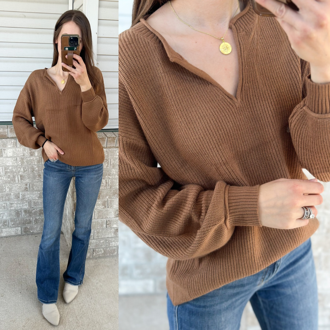 Little Camel Vneck Sweater