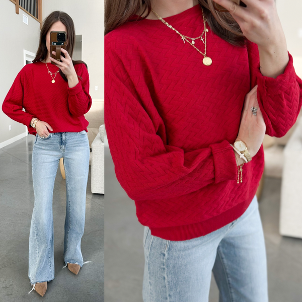 Simply Elegant Classy Red BUTTERY Soft Texture Knit