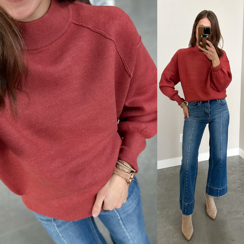 Butter Mock Neck Sweater [spice & oatmeal]