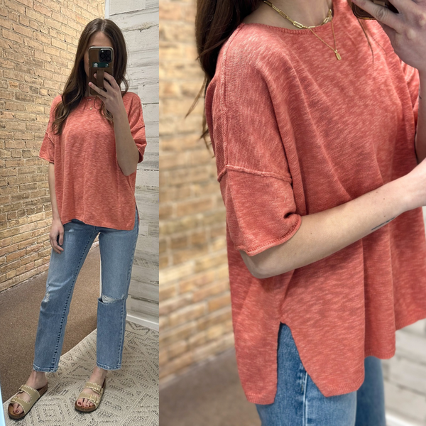 The Knit Escape Tee [coral & natural]