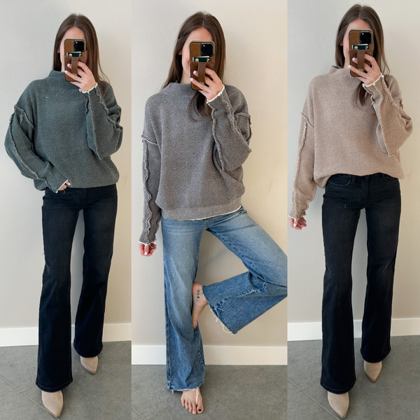 Winter Dream Mock Neck Sweater [taupe, gray, olive]