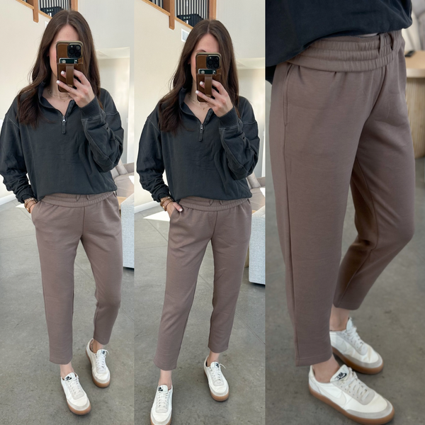 Butter Taper Leg Pants [taupe & black]*