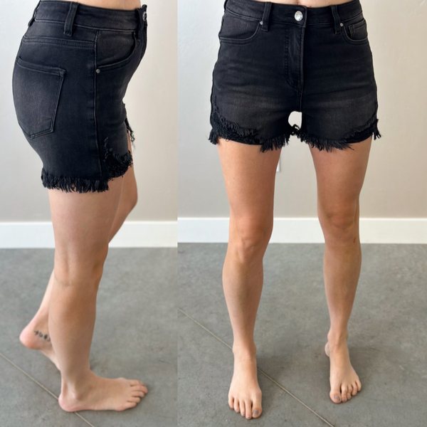 Bobber Black High Rise Shorts