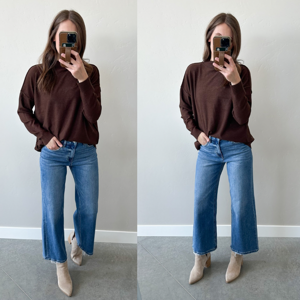 Espresso One Shot Mock Neck Sweater