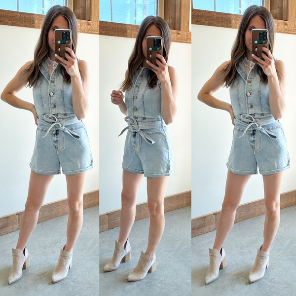 Pioneer STRETCHY Denim Romper [comes with lace accent tank]