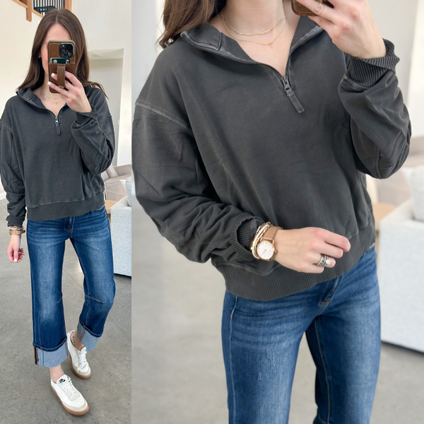 Good Mood Faded 1/4 Zips [taupe, olive, charcoal]*