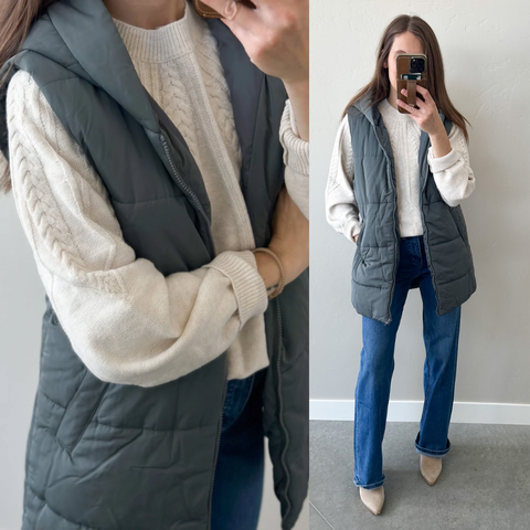 Caroline Blue Mid-Length Vest