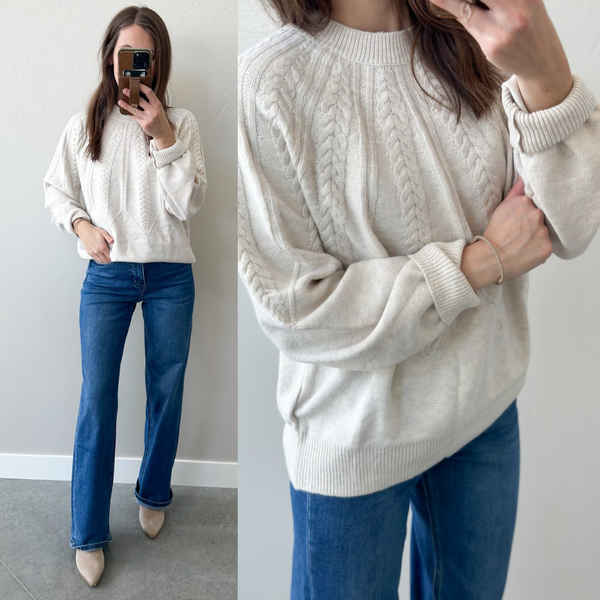 Detailed Neutral Soft Crew Knit