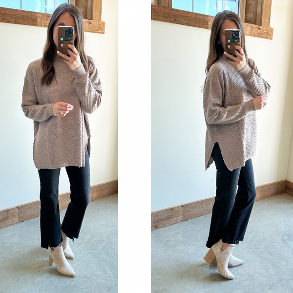 Seny SOFT Texture Mock Neck Sweater