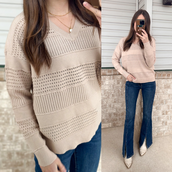 Dani Butter Soft Crochet Accent Sweater