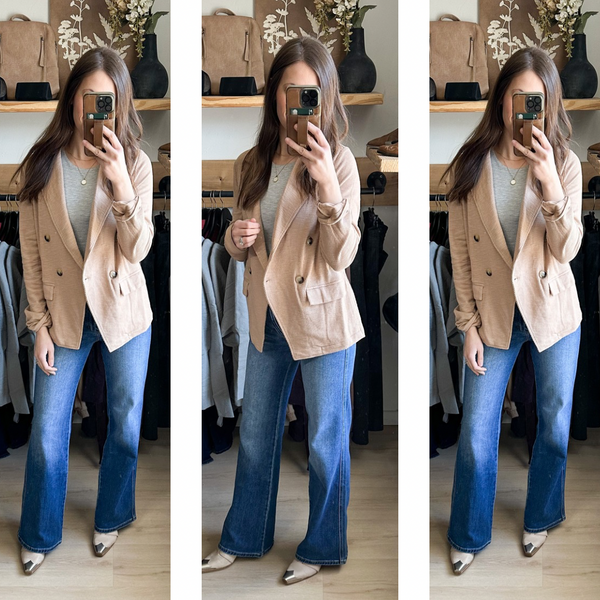 Riff Ribbed Taupe Blazer