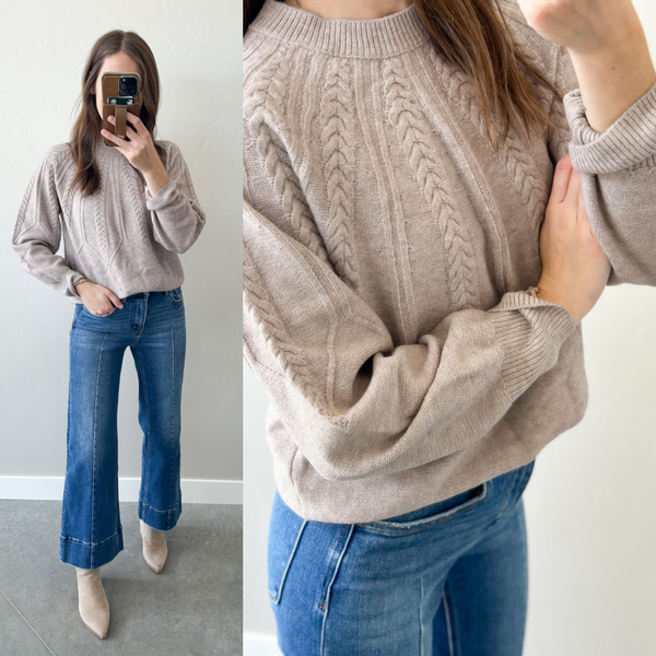 Detailed Neutral Soft Crew Knit