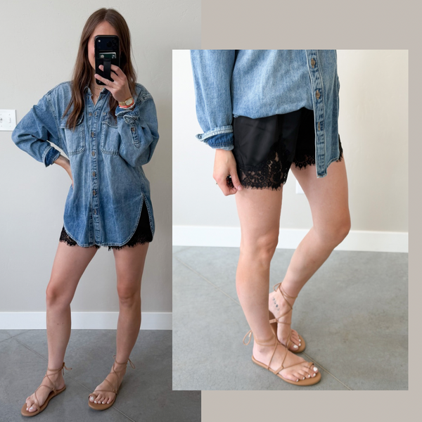 Lexi Lace Trim Shorts [mocha & black]