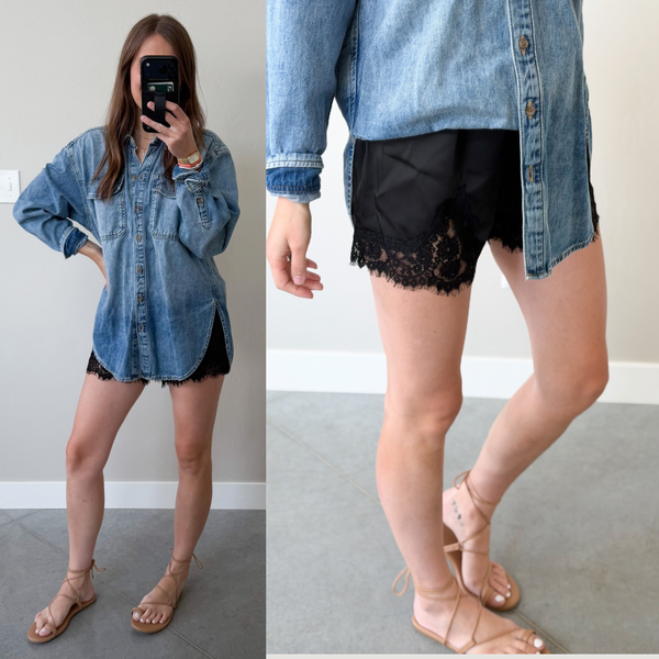 Lexi Lace Trim Shorts [mocha & black]