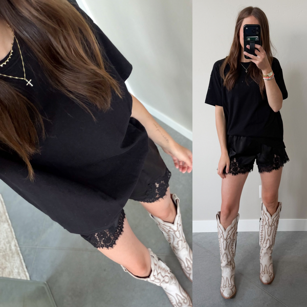 Lexi Lace Trim Shorts [mocha & black]