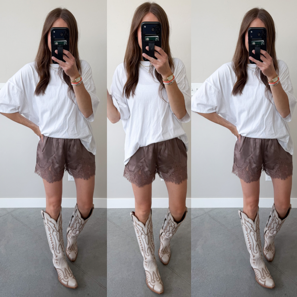 Lexi Lace Trim Shorts [mocha & black]