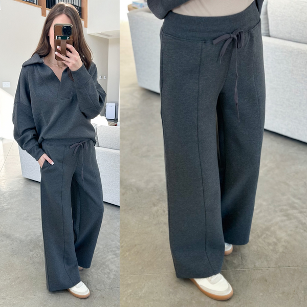 Scuba Collar Set [top & pants included!] [taupe & charcoal]*