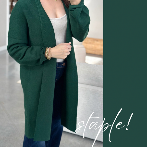 Staple Duster Cardigan [evergreen & taupe]