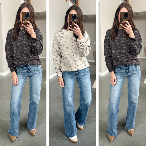 All Natural Floral Crew [oatmeal & charcoal]