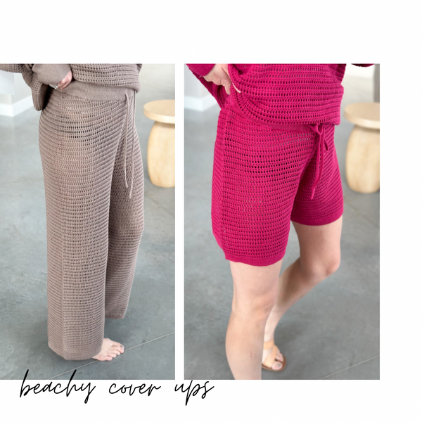 Beach Cover Up Crochet Bottoms [pink & taupe] pants and shorts