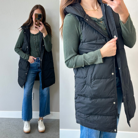 Matte Finish Black Hooded Vest