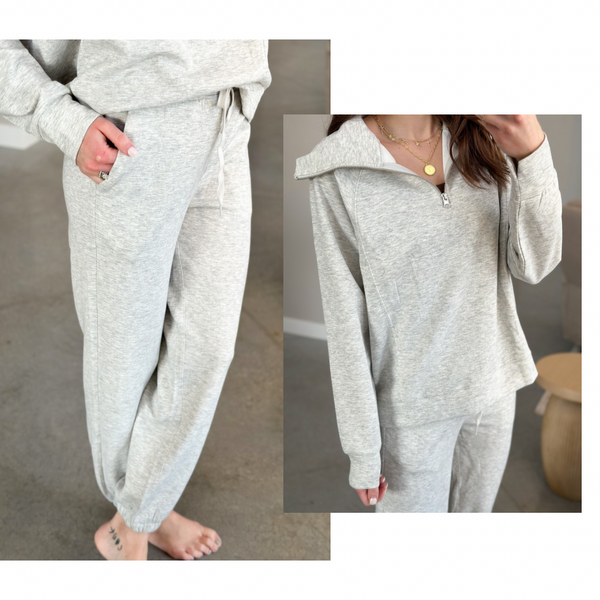 Scuba Pullover & Jogger SET [taupe & gray]