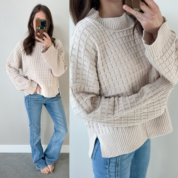 Just Need Some Texture Sweater [oatmeal, black, blue]